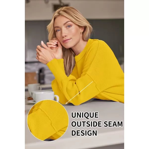 LILLUSORY Women's Crewneck Batwing Long Sleeve Sweaters 2023 Fall Oversized Ribbed Knit Side Slit Pullover Tops