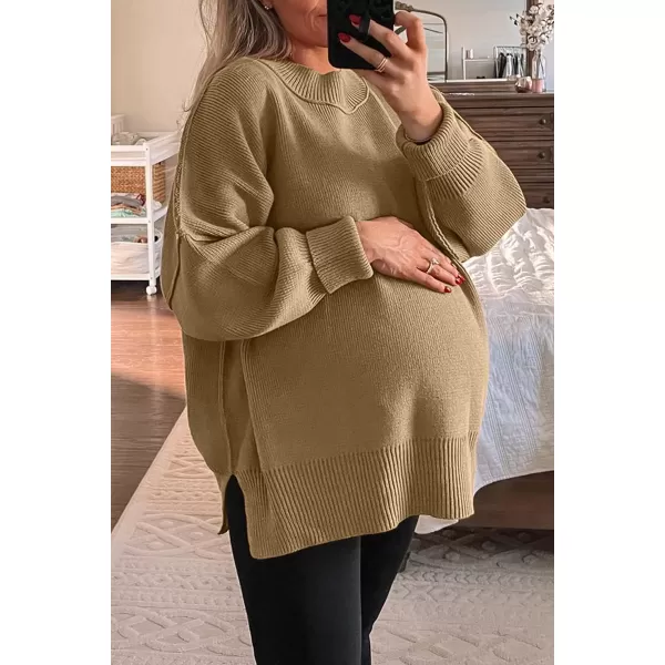 LILLUSORY Women's Crewneck Batwing Long Sleeve Sweaters 2023 Fall Oversized Ribbed Knit Side Slit Pullover Tops
