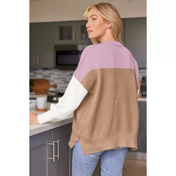 LILLUSORY Women's Crewneck Batwing Long Sleeve Sweaters 2023 Fall Oversized Ribbed Knit Side Slit Pullover Tops