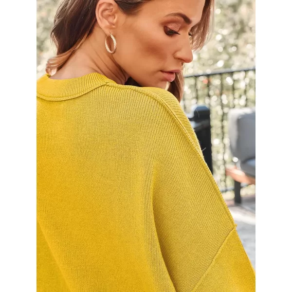 LILLUSORY Women's Crewneck Batwing Long Sleeve Sweaters 2023 Fall Oversized Ribbed Knit Side Slit Pullover Tops