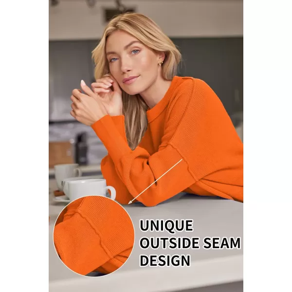 LILLUSORY Women's Crewneck Batwing Long Sleeve Sweaters 2023 Fall Oversized Ribbed Knit Side Slit Pullover Tops