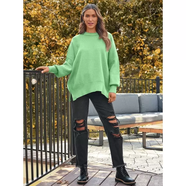 LILLUSORY Women's Crewneck Batwing Long Sleeve Sweaters 2023 Fall Oversized Ribbed Knit Side Slit Pullover Tops