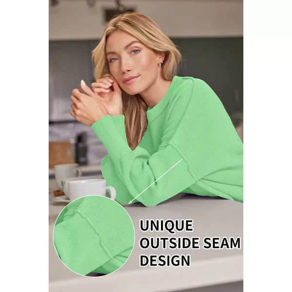 LILLUSORY Women's Crewneck Batwing Long Sleeve Sweaters 2023 Fall Oversized Ribbed Knit Side Slit Pullover Tops