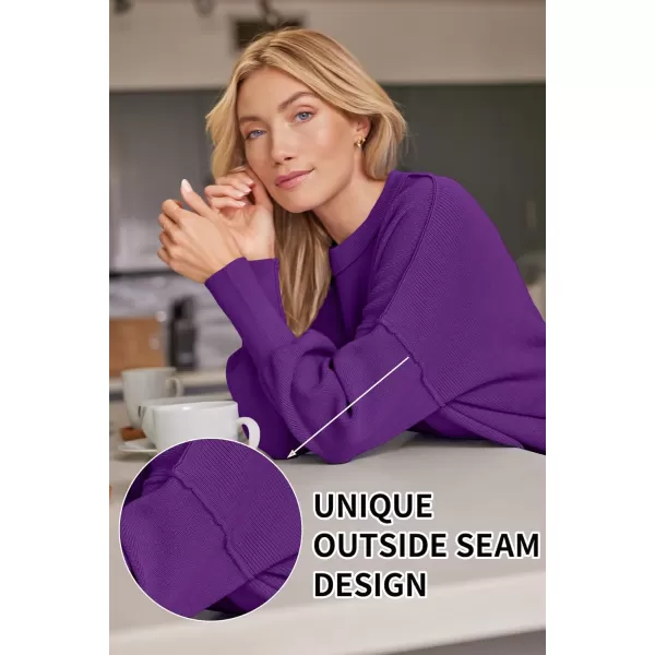 LILLUSORY Women's Crewneck Batwing Long Sleeve Sweaters 2023 Fall Oversized Ribbed Knit Side Slit Pullover Tops