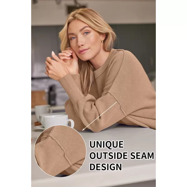 LILLUSORY Women's Crewneck Batwing Long Sleeve Sweaters 2023 Fall Oversized Ribbed Knit Side Slit Pullover Tops