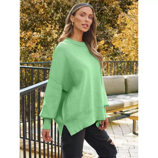 LILLUSORY Women's Crewneck Batwing Long Sleeve Sweaters 2023 Fall Oversized Ribbed Knit Side Slit Pullover Tops
