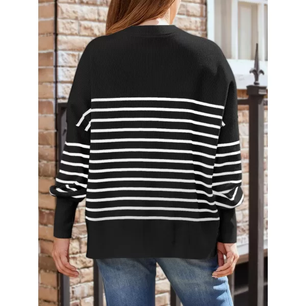 LILLUSORY Women's Crewneck Batwing Long Sleeve Sweaters 2023 Fall Oversized Ribbed Knit Side Slit Pullover Tops