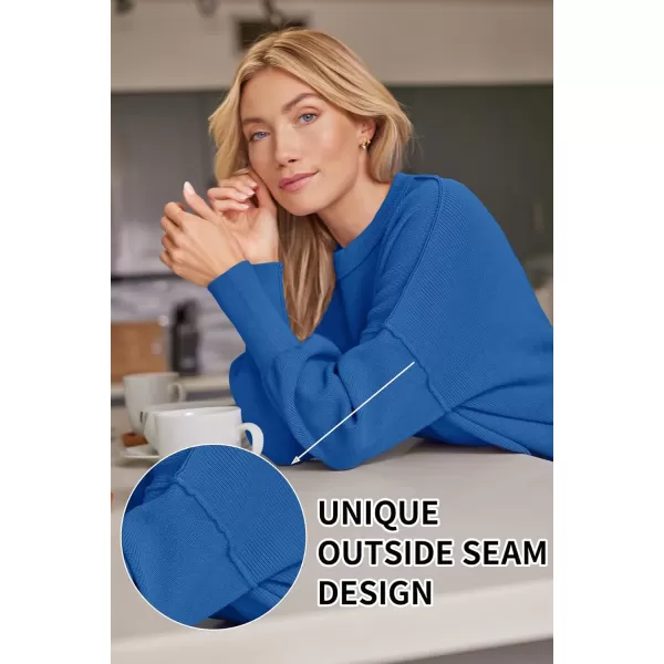 LILLUSORY Women's Crewneck Batwing Long Sleeve Sweaters 2023 Fall Oversized Ribbed Knit Side Slit Pullover Tops