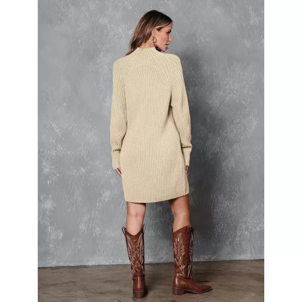 LILLUSORY Women's Mock Neck Sweater Dress Long Lantern Sleeve Oversized 2023 Winter Casual Ribbed Knit Tunic Sweater