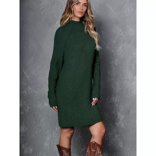 LILLUSORY Women's Mock Neck Sweater Dress Long Lantern Sleeve Oversized 2023 Winter Casual Ribbed Knit Tunic Sweater