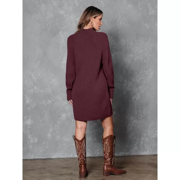 LILLUSORY Women's Mock Neck Sweater Dress Long Lantern Sleeve Oversized 2023 Winter Casual Ribbed Knit Tunic Sweater