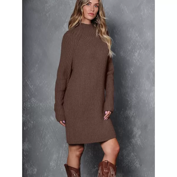 LILLUSORY Women's Mock Neck Sweater Dress Long Lantern Sleeve Oversized 2023 Winter Casual Ribbed Knit Tunic Sweater