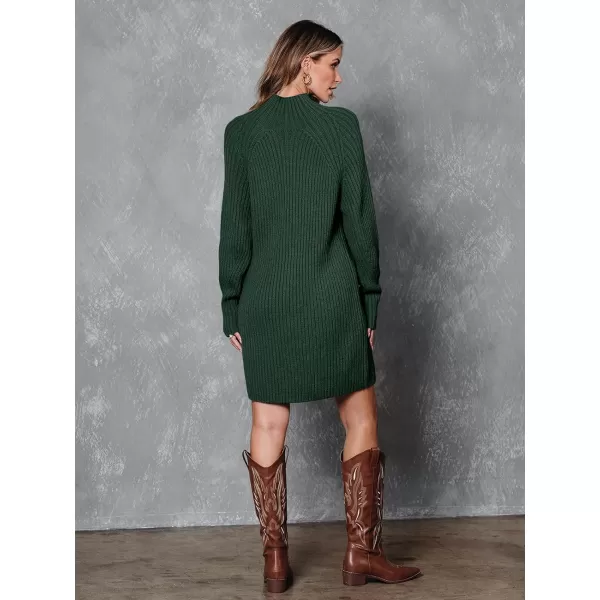 LILLUSORY Women's Mock Neck Sweater Dress Long Lantern Sleeve Oversized 2023 Winter Casual Ribbed Knit Tunic Sweater