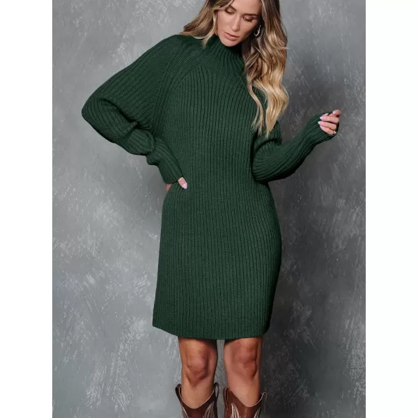 LILLUSORY Women's Mock Neck Sweater Dress Long Lantern Sleeve Oversized 2023 Winter Casual Ribbed Knit Tunic Sweater
