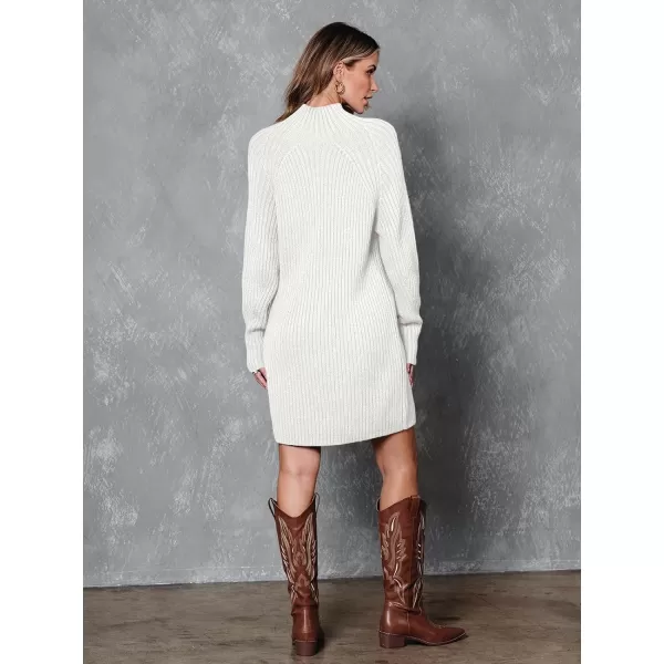 LILLUSORY Women's Mock Neck Sweater Dress Long Lantern Sleeve Oversized 2023 Winter Casual Ribbed Knit Tunic Sweater