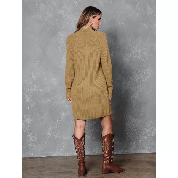 LILLUSORY Women's Mock Neck Sweater Dress Long Lantern Sleeve Oversized 2023 Winter Casual Ribbed Knit Tunic Sweater