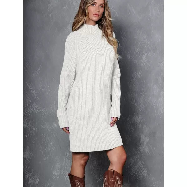 LILLUSORY Women's Mock Neck Sweater Dress Long Lantern Sleeve Oversized 2023 Winter Casual Ribbed Knit Tunic Sweater