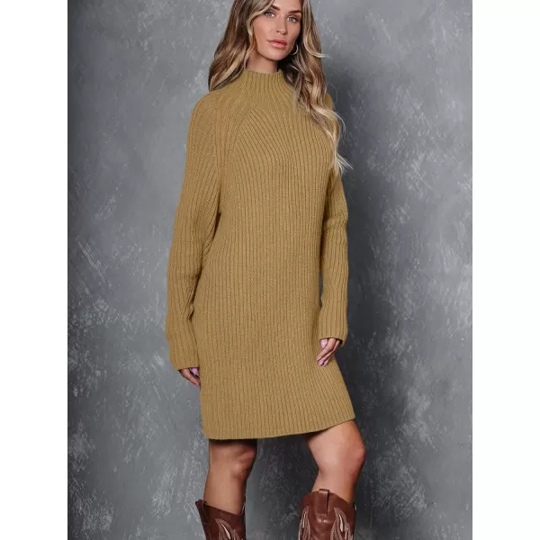 LILLUSORY Women's Mock Neck Sweater Dress Long Lantern Sleeve Oversized 2023 Winter Casual Ribbed Knit Tunic Sweater