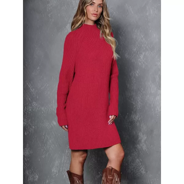 LILLUSORY Women's Mock Neck Sweater Dress Long Lantern Sleeve Oversized 2023 Winter Casual Ribbed Knit Tunic Sweater
