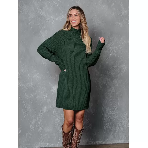 LILLUSORY Women's Mock Neck Sweater Dress Long Lantern Sleeve Oversized 2023 Winter Casual Ribbed Knit Tunic Sweater