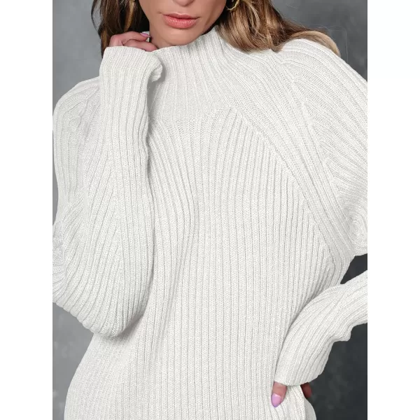 LILLUSORY Women's Mock Neck Sweater Dress Long Lantern Sleeve Oversized 2023 Winter Casual Ribbed Knit Tunic Sweater