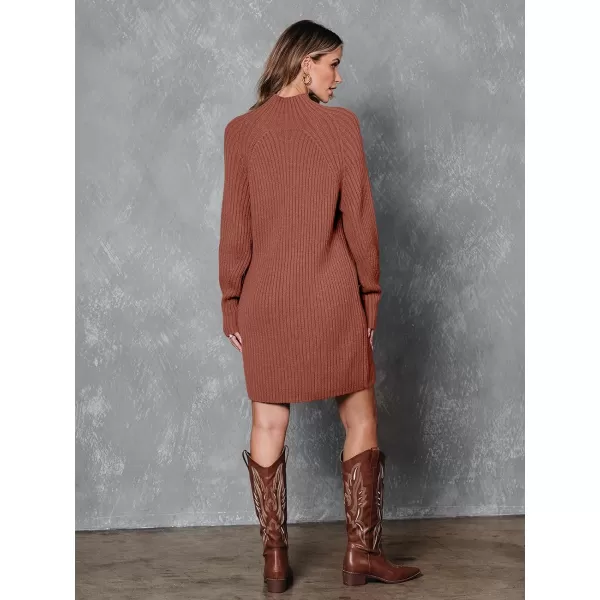 LILLUSORY Women's Mock Neck Sweater Dress Long Lantern Sleeve Oversized 2023 Winter Casual Ribbed Knit Tunic Sweater