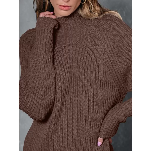 LILLUSORY Women's Mock Neck Sweater Dress Long Lantern Sleeve Oversized 2023 Winter Casual Ribbed Knit Tunic Sweater