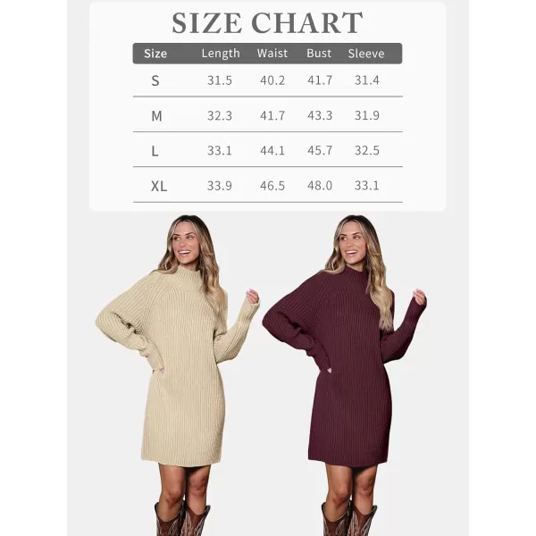 LILLUSORY Women's Mock Neck Sweater Dress Long Lantern Sleeve Oversized 2023 Winter Casual Ribbed Knit Tunic Sweater