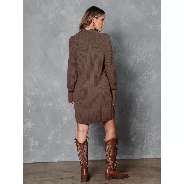 LILLUSORY Women's Mock Neck Sweater Dress Long Lantern Sleeve Oversized 2023 Winter Casual Ribbed Knit Tunic Sweater
