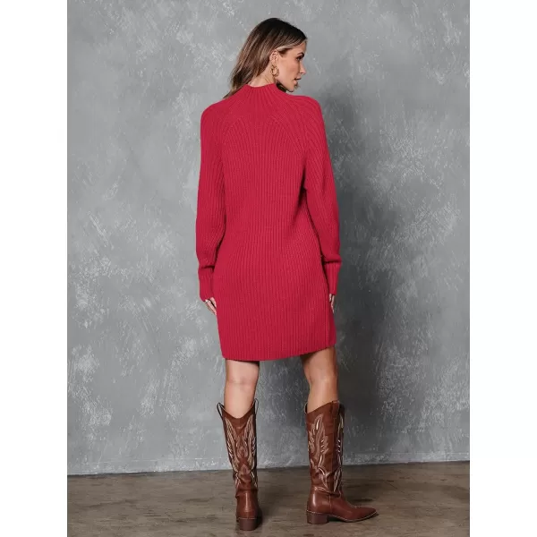 LILLUSORY Women's Mock Neck Sweater Dress Long Lantern Sleeve Oversized 2023 Winter Casual Ribbed Knit Tunic Sweater