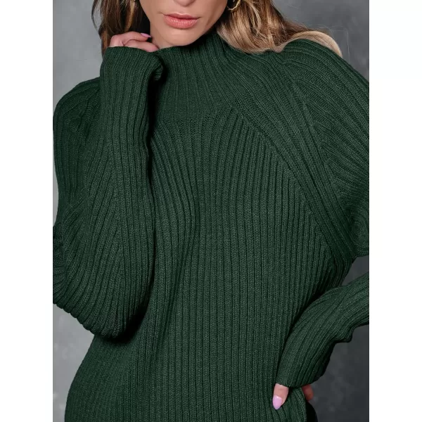 LILLUSORY Women's Mock Neck Sweater Dress Long Lantern Sleeve Oversized 2023 Winter Casual Ribbed Knit Tunic Sweater