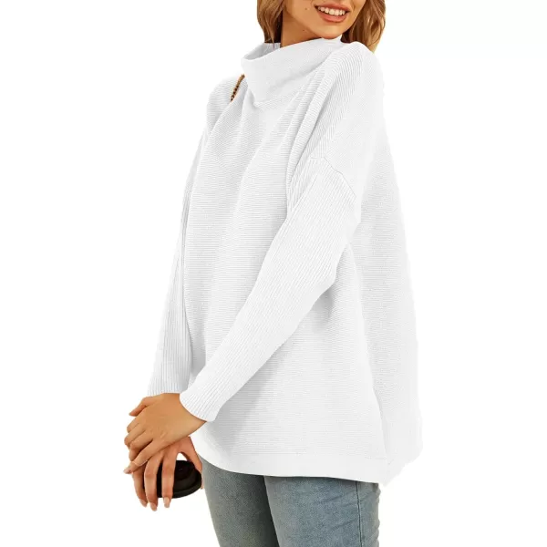 LILLUSORY Women's Mock Turtleneck Sweater Long Batwing Sleeve Split Hem Casual Oversized Knit Pullover Tunic Tops