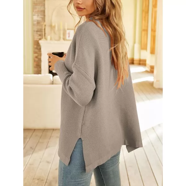LILLUSORY Women's Mock Turtleneck Sweater Long Batwing Sleeve Split Hem Casual Oversized Knit Pullover Tunic Tops