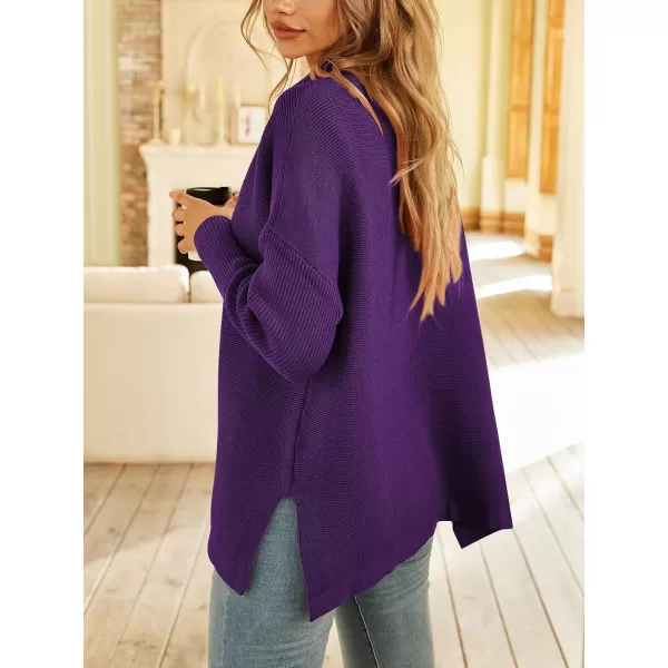 LILLUSORY Women's Mock Turtleneck Sweater Long Batwing Sleeve Split Hem Casual Oversized Knit Pullover Tunic Tops