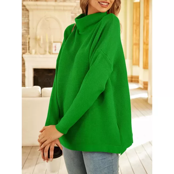 LILLUSORY Women's Mock Turtleneck Sweater Long Batwing Sleeve Split Hem Casual Oversized Knit Pullover Tunic Tops