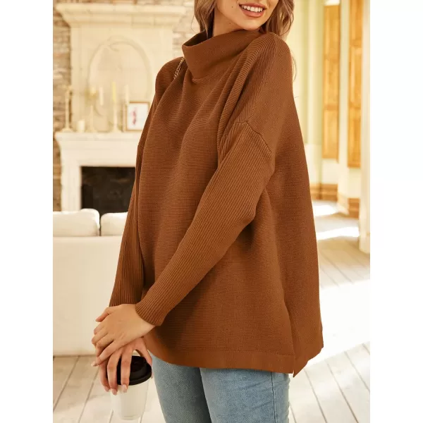 LILLUSORY Women's Mock Turtleneck Sweater Long Batwing Sleeve Split Hem Casual Oversized Knit Pullover Tunic Tops
