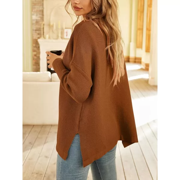 LILLUSORY Women's Mock Turtleneck Sweater Long Batwing Sleeve Split Hem Casual Oversized Knit Pullover Tunic Tops
