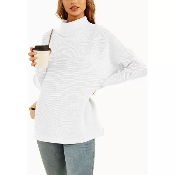 LILLUSORY Women's Mock Turtleneck Sweater Long Batwing Sleeve Split Hem Casual Oversized Knit Pullover Tunic Tops