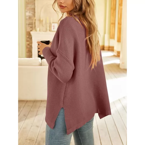LILLUSORY Women's Mock Turtleneck Sweater Long Batwing Sleeve Split Hem Casual Oversized Knit Pullover Tunic Tops