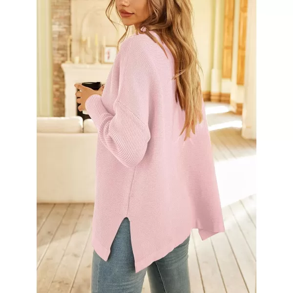 LILLUSORY Women's Mock Turtleneck Sweater Long Batwing Sleeve Split Hem Casual Oversized Knit Pullover Tunic Tops