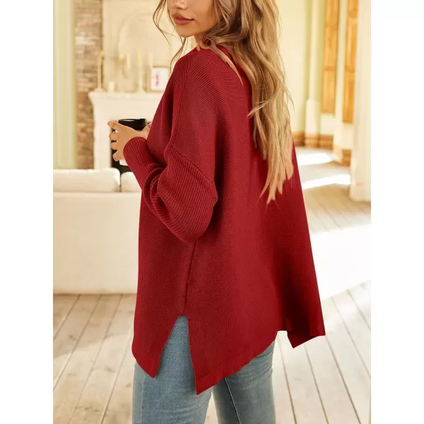 LILLUSORY Women's Mock Turtleneck Sweater Long Batwing Sleeve Split Hem Casual Oversized Knit Pullover Tunic Tops