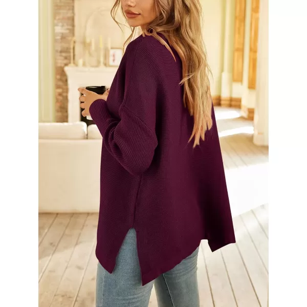 LILLUSORY Women's Mock Turtleneck Sweater Long Batwing Sleeve Split Hem Casual Oversized Knit Pullover Tunic Tops
