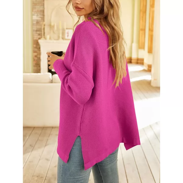 LILLUSORY Women's Mock Turtleneck Sweater Long Batwing Sleeve Split Hem Casual Oversized Knit Pullover Tunic Tops