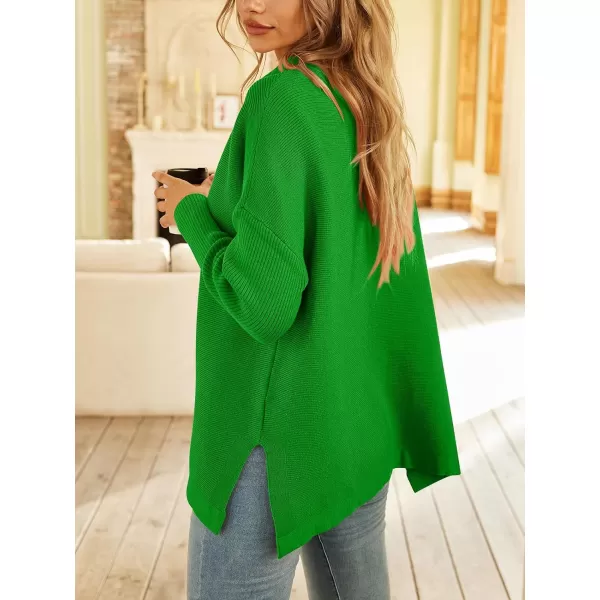 LILLUSORY Women's Mock Turtleneck Sweater Long Batwing Sleeve Split Hem Casual Oversized Knit Pullover Tunic Tops