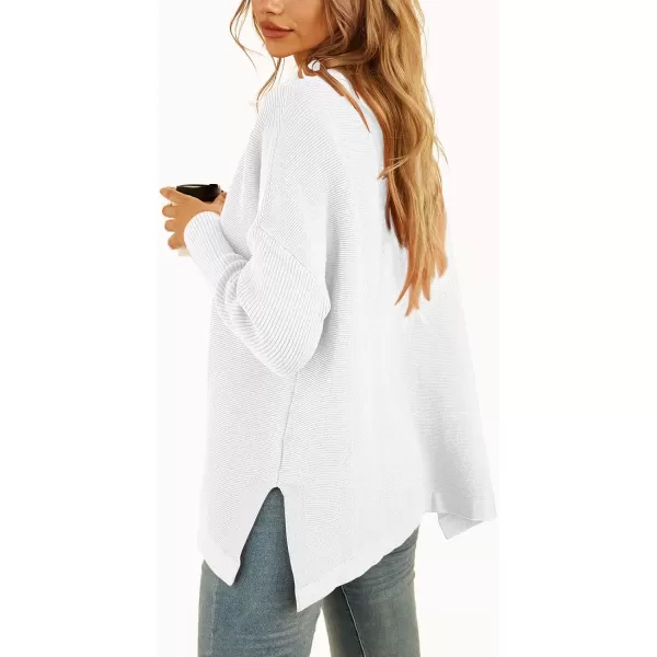 LILLUSORY Women's Mock Turtleneck Sweater Long Batwing Sleeve Split Hem Casual Oversized Knit Pullover Tunic Tops