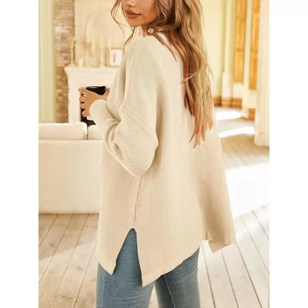 LILLUSORY Women's Mock Turtleneck Sweater Long Batwing Sleeve Split Hem Casual Oversized Knit Pullover Tunic Tops