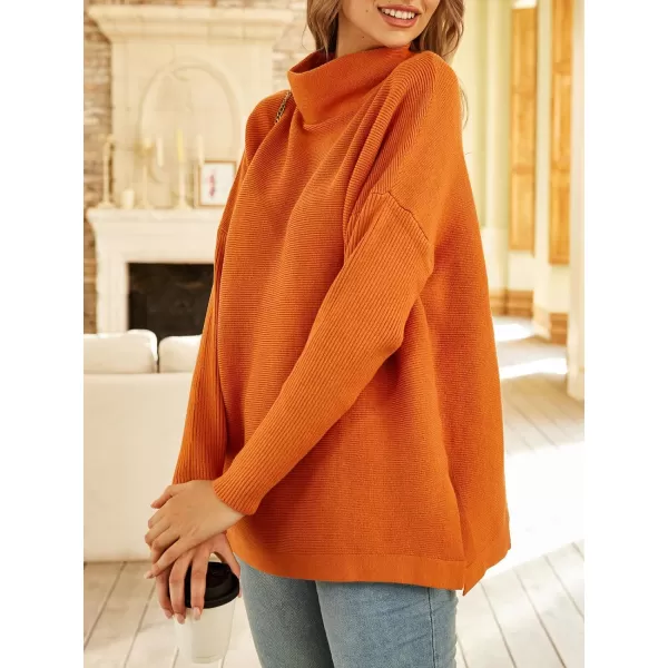 LILLUSORY Women's Mock Turtleneck Sweater Long Batwing Sleeve Split Hem Casual Oversized Knit Pullover Tunic Tops