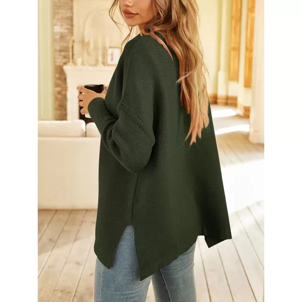 LILLUSORY Women's Mock Turtleneck Sweater Long Batwing Sleeve Split Hem Casual Oversized Knit Pullover Tunic Tops