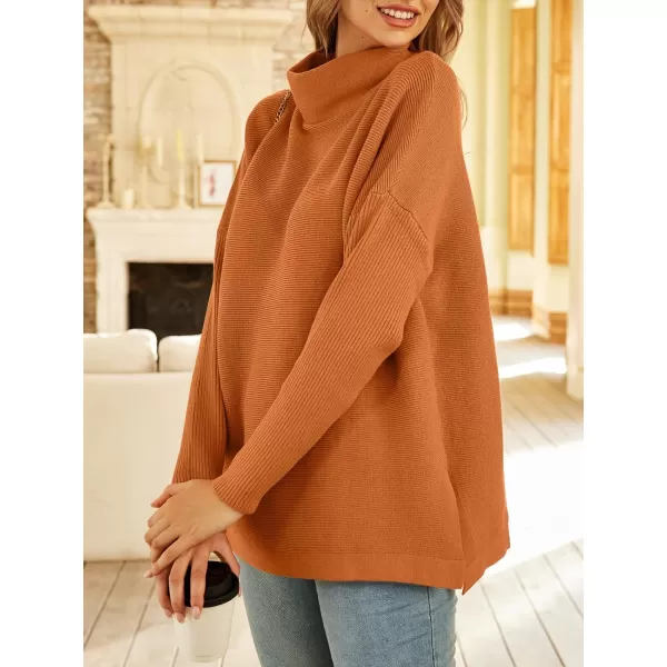 LILLUSORY Women's Mock Turtleneck Sweater Long Batwing Sleeve Split Hem Casual Oversized Knit Pullover Tunic Tops