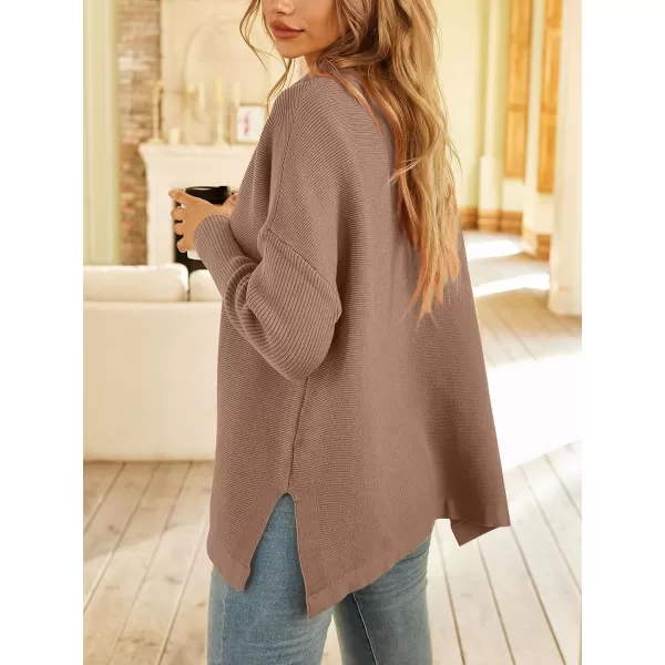 LILLUSORY Women's Mock Turtleneck Sweater Long Batwing Sleeve Split Hem Casual Oversized Knit Pullover Tunic Tops
